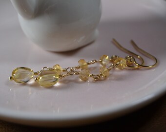 Delicate Citrine Earrings in 14k Gold, Sterling Silver, 14k Rose Gold // November Birthstone // 13th Anniversary // Dainty Citrine Jewelry