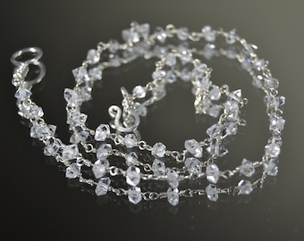 Herkimer Diamond Rosary Necklace in Sterling Silver, 14k Gold Fill // Herkimer Bracelet // April Birthstone // Boho Chic //  Wedding Jewelry