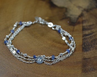 Burmese Blue Sapphire Multi-Strand Bracelet // September Birthstone // Sterling Silver, Gold Fill // 5th, 45th Anniversary Gift for Her, Mom