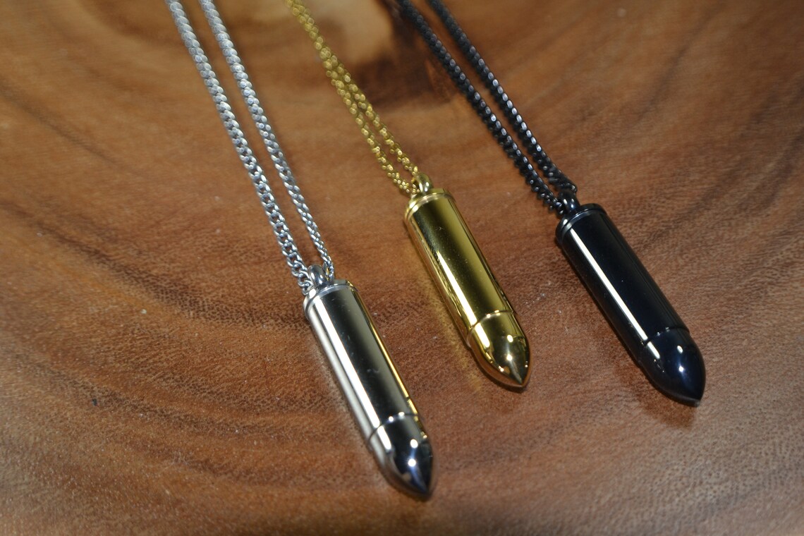 Bullet Locket Necklace in Stainless Steel // Men's Etsy