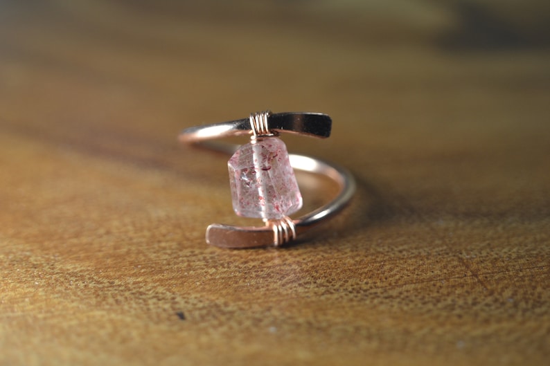 Strawberry Quartz Ring in Sterling Silver 14k Gold Fill // Etsy