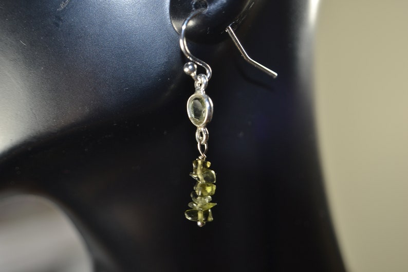 Moldavitörhängen i sterlingsilver // Tektitorhängen // Äkta moldavitsmycken // Tjeckisk moldavit // Läkande ädelsten // Elegant bild 6