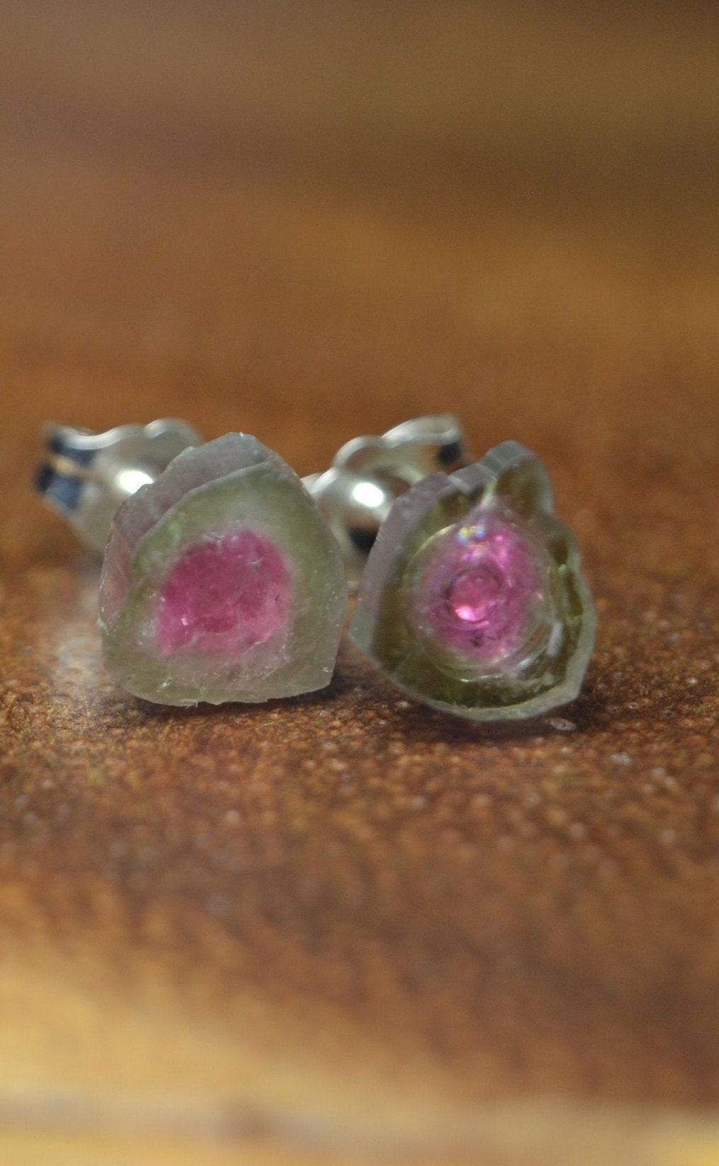 Watermelon tourmaline 2024 slice earrings