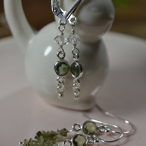 Moldavitörhängen i sterlingsilver // Tektitorhängen // Äkta moldavitsmycken // Tjeckisk moldavit // Läkande ädelsten // Elegant bild 8