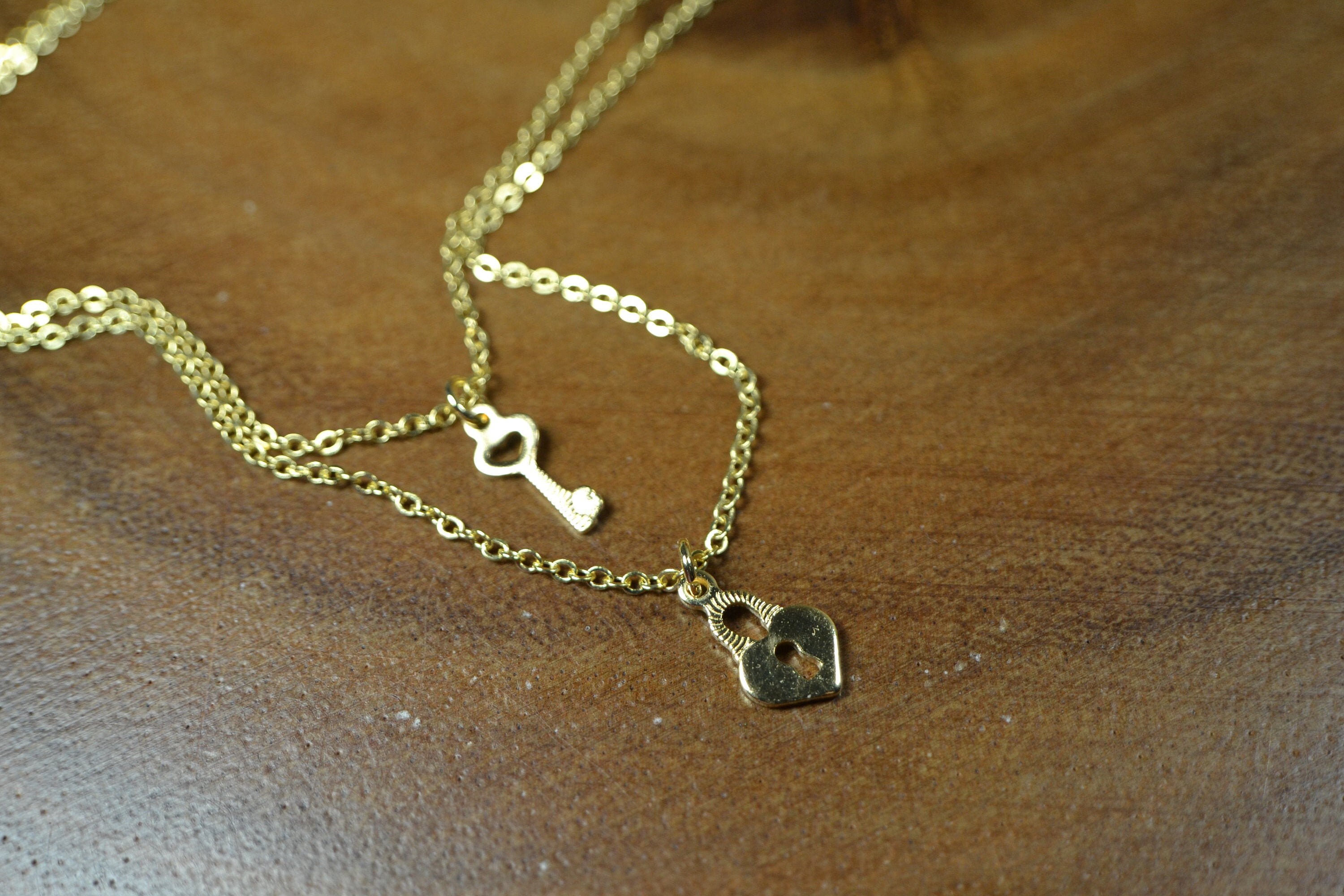 Key Necklace Set in 18k Gold Fill 