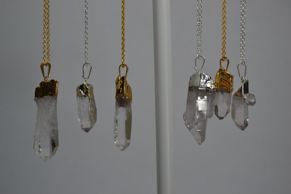 Healing Crystal Necklaces Rose Quartz Pendant Wire wrapped with sterli –  briellacrystals