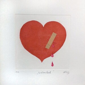 Etching &quot;Liebesleid&quot;... Love Etching Original Plaster Gift