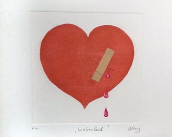 Lovesickness... Love Etching Original Plaster Gift