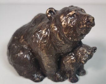 Collector&#39;s Bronze &quot;Security&quot; Bear Mama Collector&#39;s Bronzes Animal Sculpture Gift