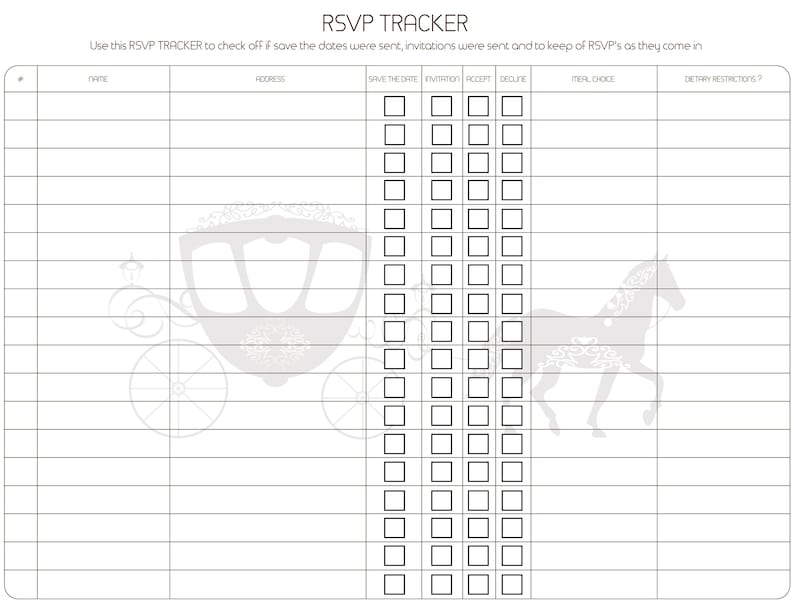 Editable RSVP Tracker Etsy