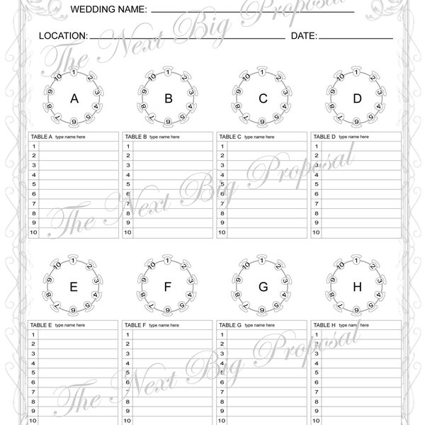 Editable Wedding Table Seating | Organize Tables, Wedding Tables, Seating Plan, Instant Access, PDF Download, Seating Chart