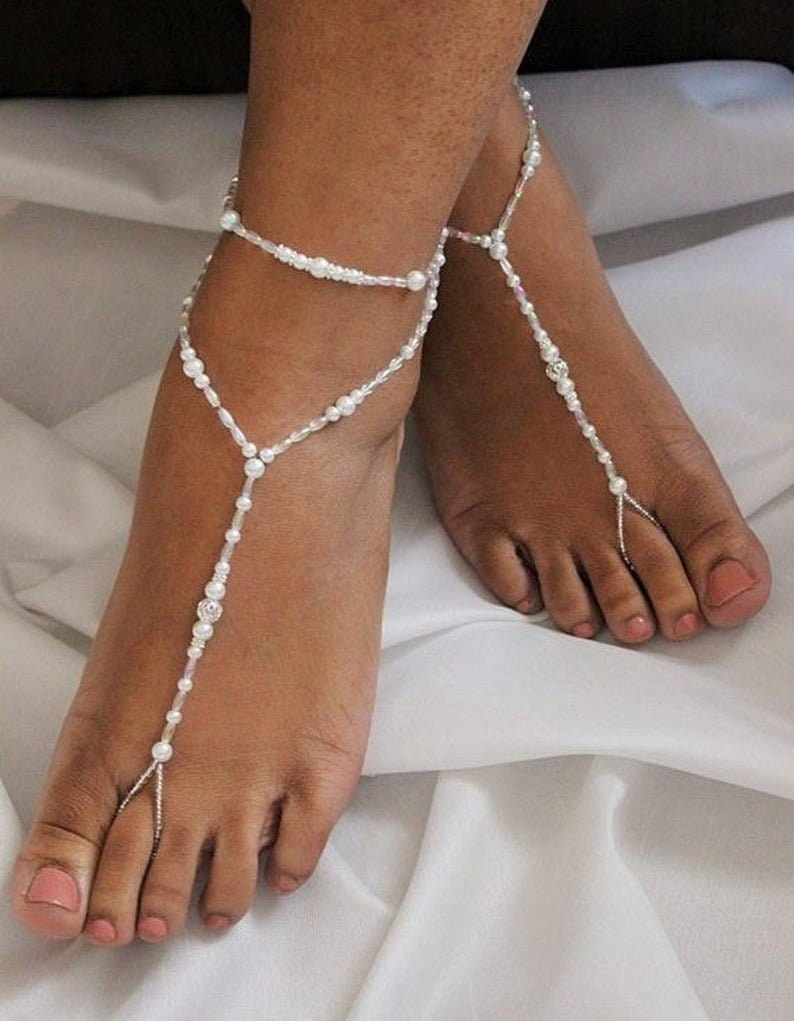 Pearl Foot Jewelry Barefoot Sandals Foot Jewelry Anklet Etsy