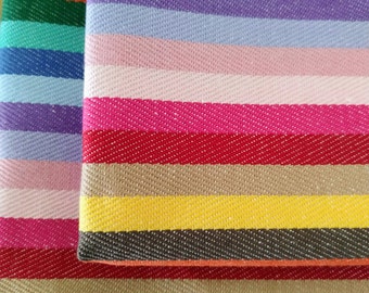 A Pair of Rainbow Napkins handmade in the UK organic and recycled cotton yarns ideal gift for  table decor