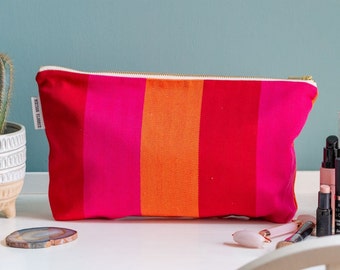 Large wash bag red orange pink make up organiser hen party colourful toiletry pouch gift for girlfriend toiletry bag