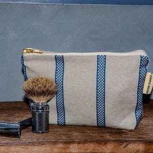 Borsa da toilette regalo ideale per uomo unione con strisce blu piccola borsa da lavaggio regalo per adolescente