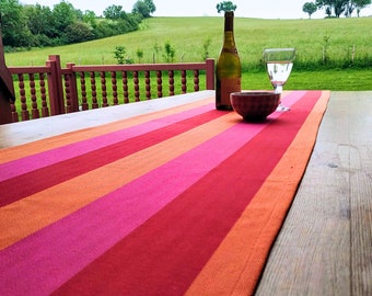 Table Runner red orange pink colorful summer table decor multicoloured anniversary gift