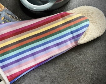 Guante de horno de guante colorido para regalo de cocina de gama Aga para un amigo arco iris de guante de horno de brazo largo para la mejor protección del brazo para los cocineros