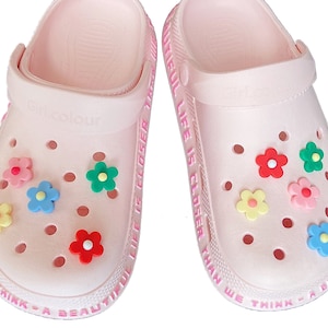 Set of 10 PCS，PVC Shoe Charms Flower Shoe Charms Cartoon Garden Shoe Decoration Accessories for croc,Colored Shoes Charms
