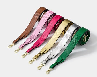 3.8cm Wide Adjustable Colorful Leather Purse Strap，Replacement Handbag lizards bag Strap，Removable Shoulder Bag Handle ，Leather Bag Strap