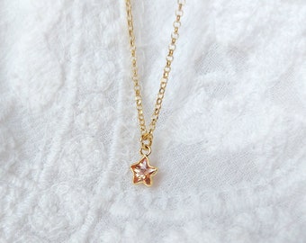 Topaz birthstone star charm necklace, gold filled necklace, pendant necklace, topaz star necklace, dainty necklace, star charms