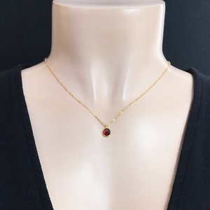 Gold gefüllte Granat Halskette, Januar Geburtsstein Halskette, Geburtsstein Geschenke, Granat und Gold Halskette, natürlicher Granat, unisex Halskette