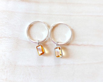 Topaz  earrings, sterling silver 925 earrings, charm earrings,  birthstone, november birthstone, minimalist earrings, Topaz  jewelry