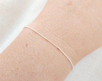 Sterling zilveren 925 sierlijke minimalistische armband, stapelarmband, superdunne zilveren kettingarmband, delicate armbanden, eenvoudige armband