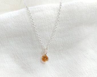 Sterling silver necklace topaz pendant yellow topaz necklace crystal topaz jewelry  silver pendant gift for her mom gift gift for wife