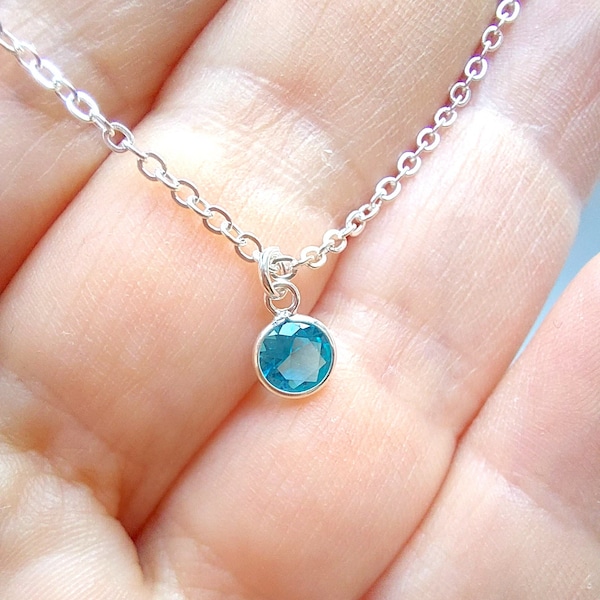 Aquamarine necklace sterling silver necklace sterling silver pendant aquamarine pendant aquamarine stone dainty necklace bridesmaid necklace