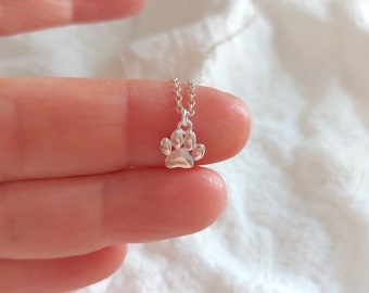 Sterling silver paw print necklace, paw pendant, dog paw, bear paw, animal lover gift, dog lover gift, dog owner gifts