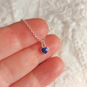 Lapis lazuli heart pendant, lapis lazuli dainty necklace, Sterling Silver Lapis Lazuli , tiny gemstone necklace