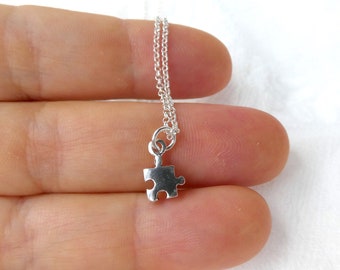 Puzzle charm , sterling silver necklace , gift for her , anniversary gift , puzzle pendant