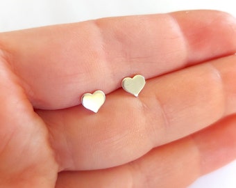 Sterling silver dainty Heart earrings, stud earrings, small stud earrings, gift for her, simple stud earrings, for women, for men