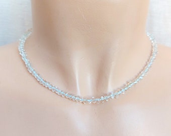 Aquamarine choker, genuine aquamarine necklace, real aquamarine gemstone necklace, gift for girlfriend, for her, for him