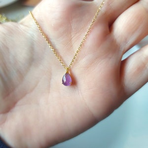 Amethyst necklace, gold filled necklace , gold amethyst pendant , drop amethyst pendant , gemstone dainty necklace