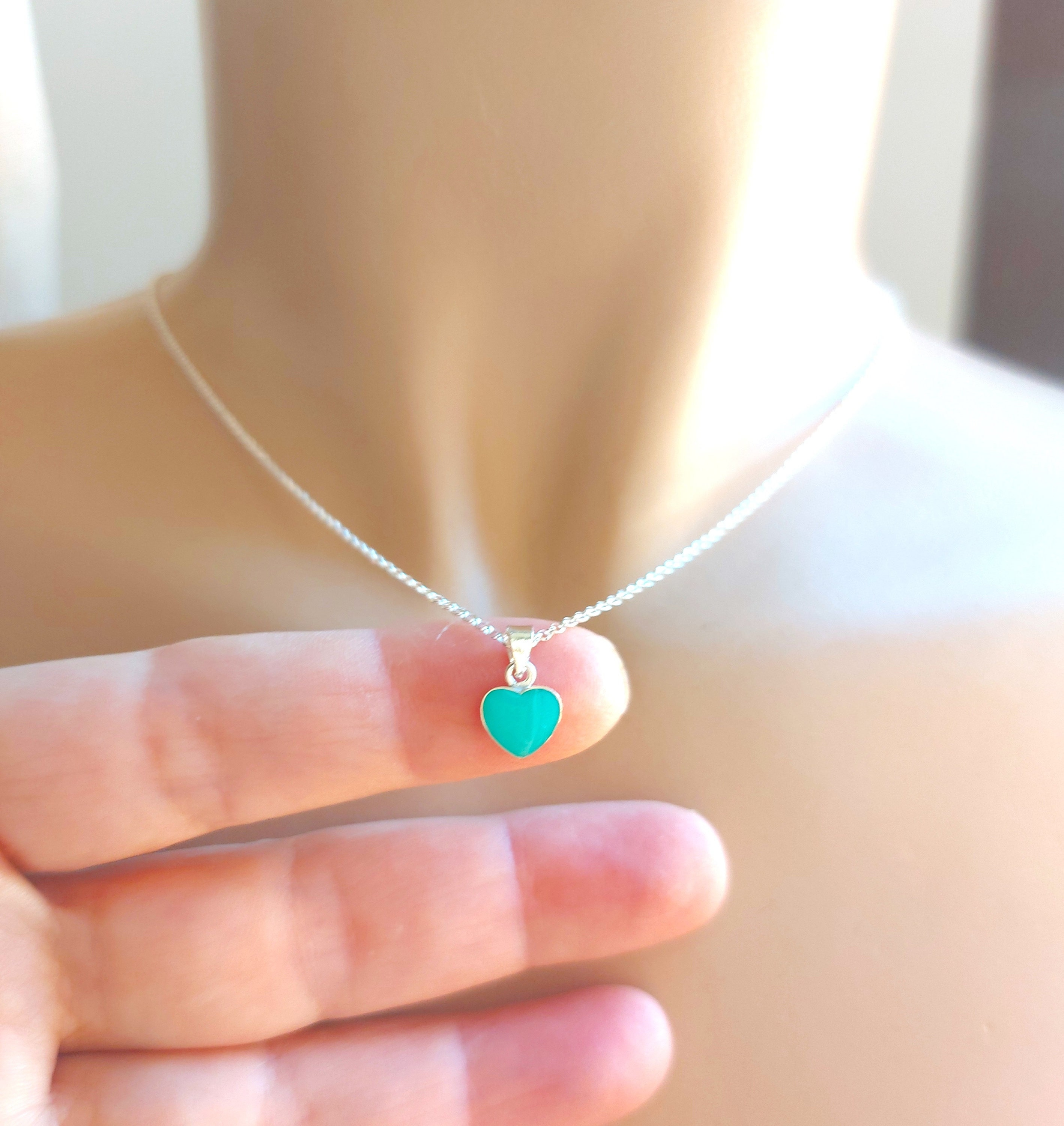 Collier Cœur Bleu Avec Chaîne Argenté - Jamais Porté, Idéal Pour Un Cadeau