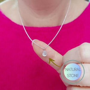 Moonstone necklace , 925 sterling silver necklace , sterling silver pendant , drop moonstone pendant gemstone dainty necklace