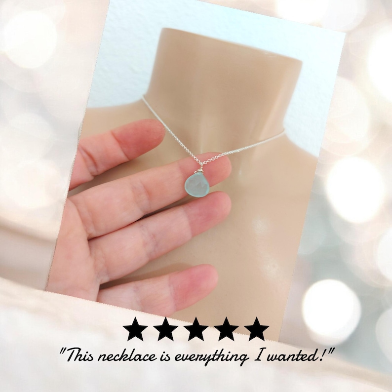 Aquamarine pendant necklace ,sterling silver necklace ,925 sterling silver aquamarine ,aquamarine stone,dainty necklace,bridesmaid necklace image 7