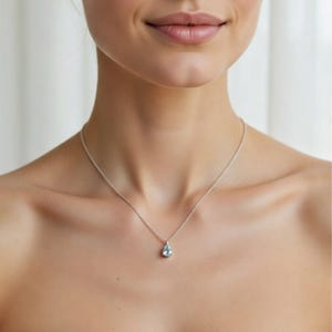Aquamarine necklace ,925 sterling silver necklace ,sterling silver pendant , drop aquamarine pendant aquamarine stone dainty necklace image 2