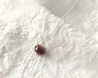 Natural Agate pendant necklace, 925 sterling silver gemstone necklace, dainty necklace, for her, for him, burgundy garnet pendant