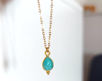 Amazonite Necklace, gold filled, birthstone gemstone, birthday gift, natural stone jewelry