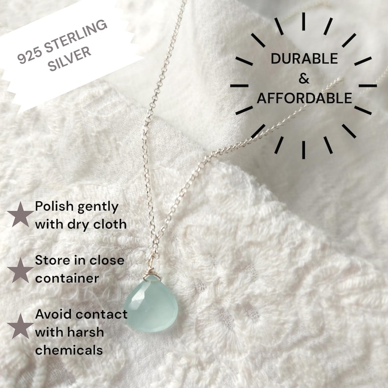 Aquamarine pendant necklace ,sterling silver necklace ,925 sterling silver aquamarine ,aquamarine stone,dainty necklace,bridesmaid necklace image 4