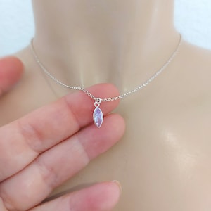 Baguette amethyst dainty pendant necklace, sterling silver charm necklace, charm necklace, amethyst necklace, women necklace