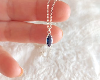 Classic Sapphire Pendant Necklace, Sterling Silver Charm Jewelry for Women, Blue Gemstone Gift Necklaces