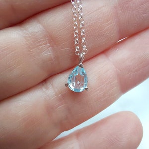 Aquamarine necklace ,925 sterling silver necklace ,sterling silver pendant , drop aquamarine pendant aquamarine stone dainty necklace