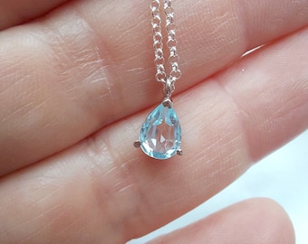 YL Tropfen Halskette 925 Sterling Silber - Geburtsstein Anhänger Mit Zirkonia