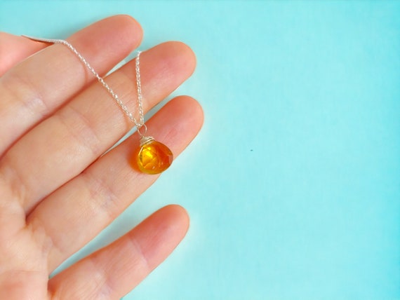 Orange Carnelian and Yellow Citrine Stone Necklace Sterling Silver 35-inch Length Orange Carnelian and Yellow Citrine Stone Necklace Sterling Silver 35-inch Length