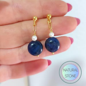 Gold Filled Lapis Lazuli Dangle Earrings: Natural Gemstone Jewelry - Birthstone Gifts