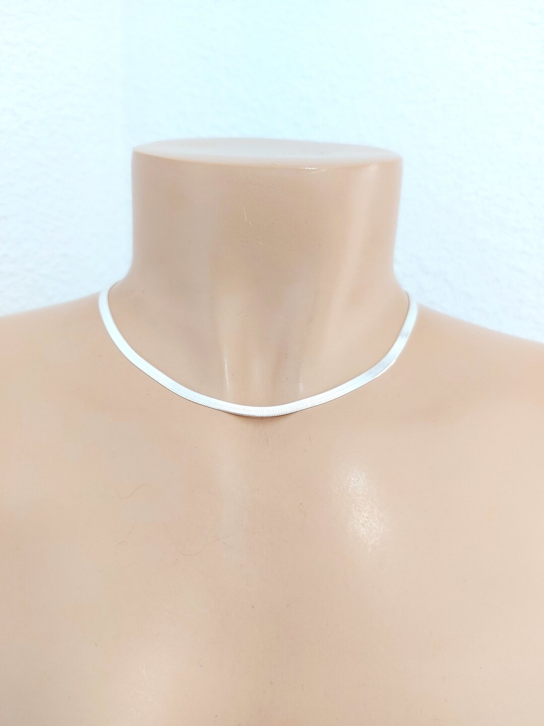 925 Sterling Silver Flat Herringbone Necklace, 4 Mm Herringbone Chain