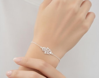 Bracciale Hamsa, ciondolo a forma di mano di Hamsa, argento sterling 925 - amuleto di protezione, cavigliera delicata, mano de fatima